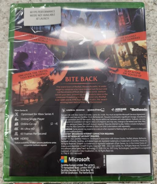 Microsoft предупреждает наклейкой об отсутствии 60 FPS на коробках с дисками Redfall для Xbox Series X 